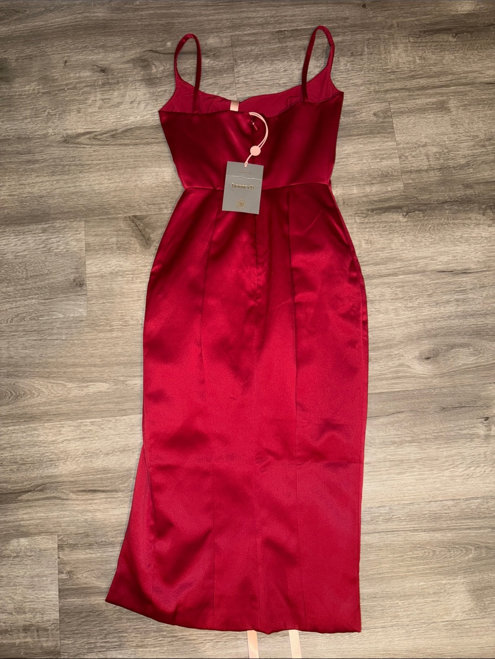 ❤️🔥Firm Price❤️🔥House of CB CASIMIRA Wine Satin Corset Midi Dres - Picture 15 of 16